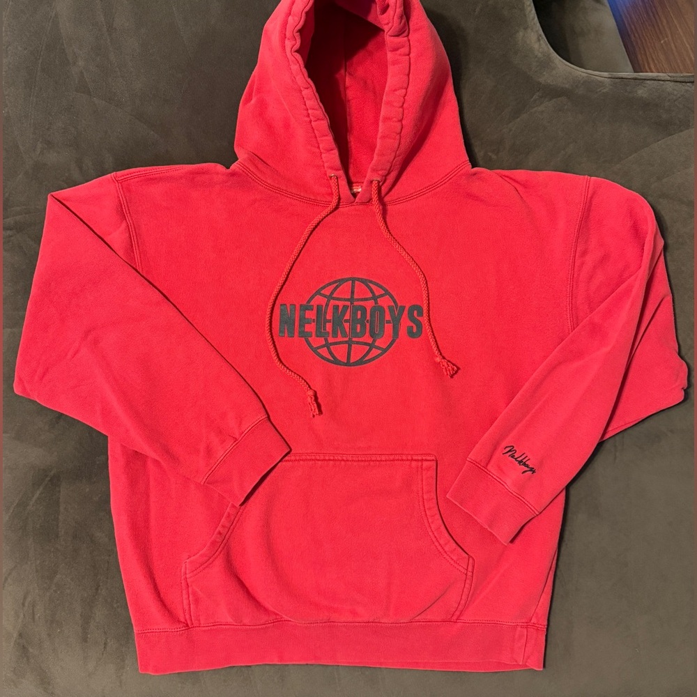 Full Send by Nelk Boys Hoodie Sweatshirt Mens Red Embroidered Size Large